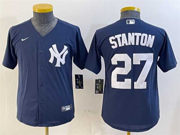 Womens New York Yankees #27 Giancarlo Stanton Navy Cool Base Stitched Jersey->mlb womens jerseys->MLB Jersey